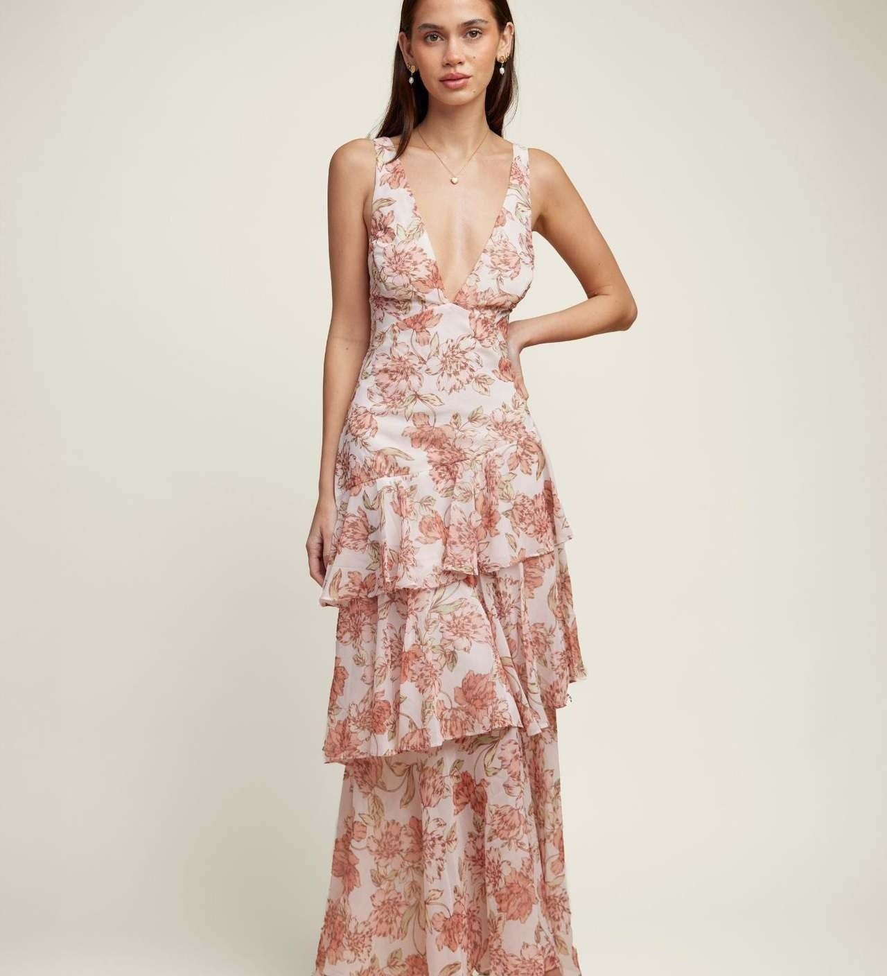 LISA | Rochie Maxi Florală cu Volane