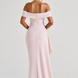 KIM | Rochie Maxi din Satin cu Umeri Decupați