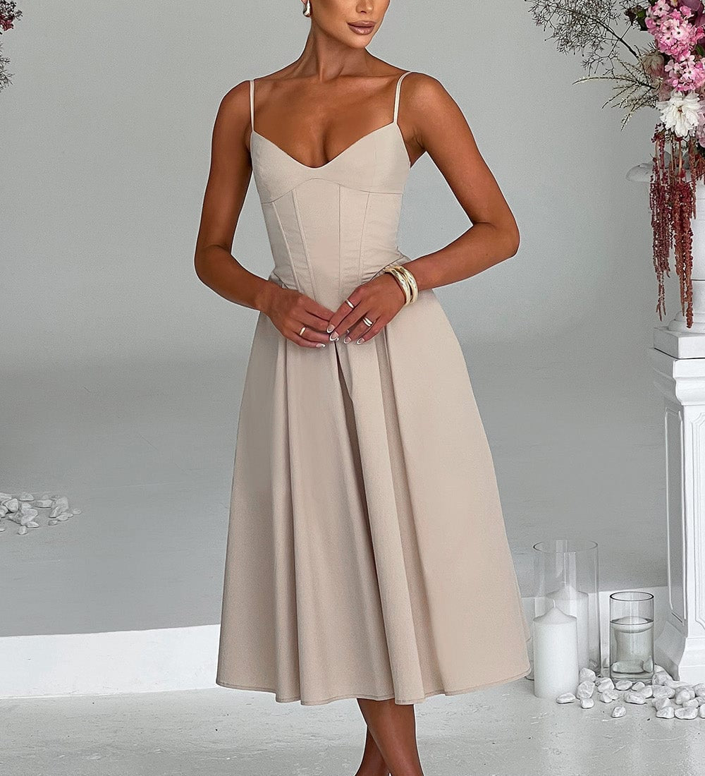 MAILEEN | Rochie Midi Elegantă în Stil Corset