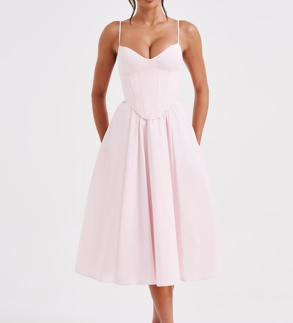 MAILEEN | Rochie Midi Elegantă în Stil Corset