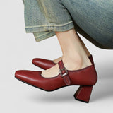 Ileana | Pantofi Mary Jane cu Toc Pătrat Catherine