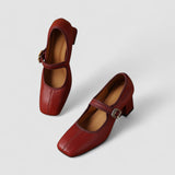 Ileana | Pantofi Mary Jane cu Toc Pătrat Catherine