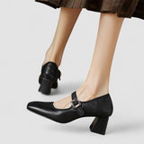 Ileana | Pantofi Mary Jane cu Toc Pătrat Catherine