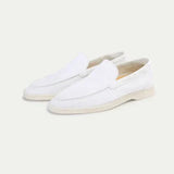 Loafer Clasic din Suede Alb Perlă