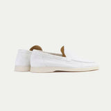 Loafer Clasic din Suede Alb Perlă