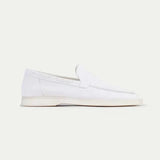 Loafer Clasic din Suede Alb Perlă