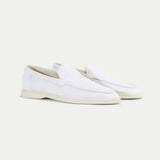 Loafer Clasic din Suede Alb Perlă
