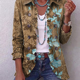 Annette | Jachetă Vintage cu Imprimeu Floral Boho și Volane