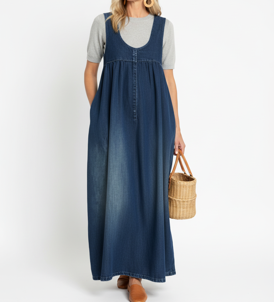 Karen™ | Rochie lungă din denim spălat