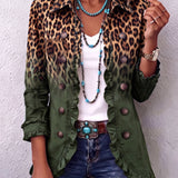 Lorraine | Sacou cu Model Leopard Verde și Volane