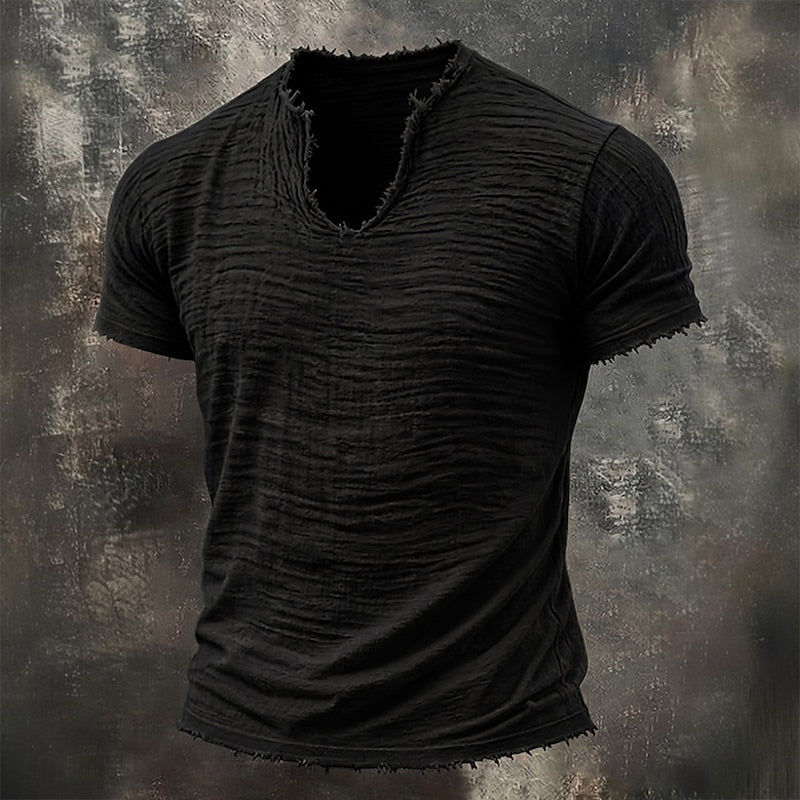Ettore - Tricou cu Decolteu în V și Aspect Vintage