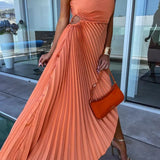 ELLA | Rochie Midi Plisată cu Un Umăr