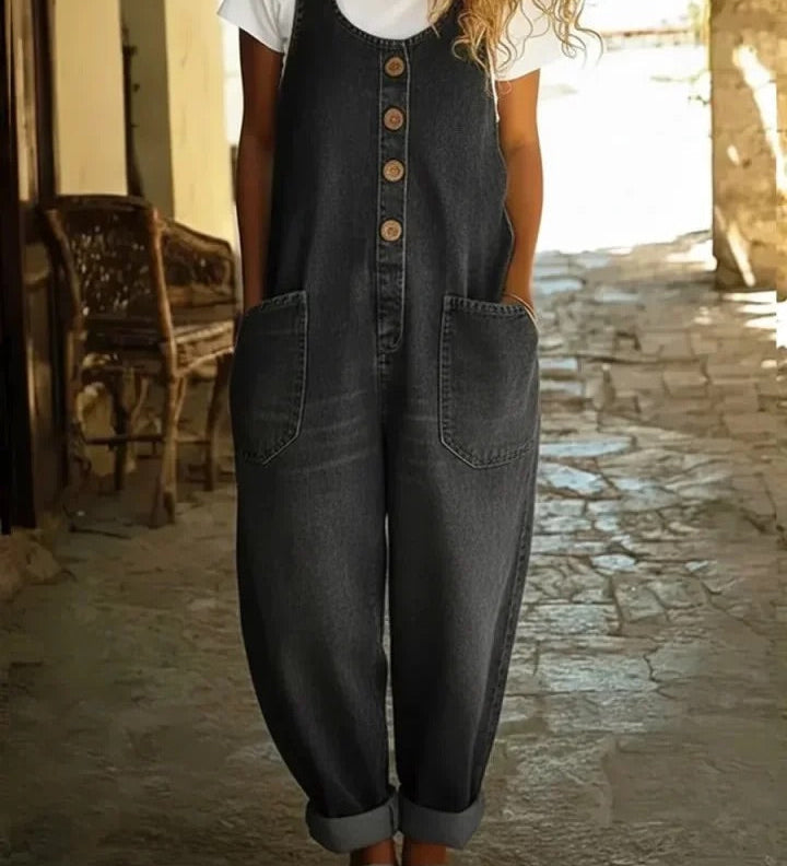 Ruth™ | Salopetă din denim de bumbac spălat