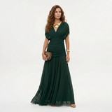 Xenia - Rochie lungă elegantă cu decolteu în V