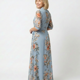 Elowen | Rochie Maxi cu Imprimeu Floral și Decupaj în V
