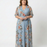 Elowen | Rochie Maxi cu Imprimeu Floral și Decupaj în V