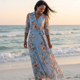 Elowen | Rochie Maxi cu Imprimeu Floral și Decupaj în V