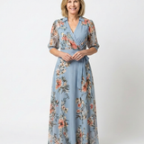 Elowen | Rochie Maxi cu Imprimeu Floral și Decupaj în V